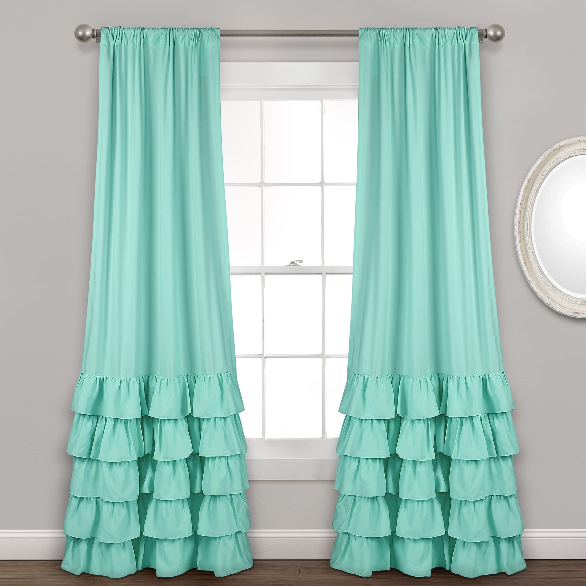 PANEL MULTI RUFFLE DOOR & WINDOW CURTAINS TOP ROD POCKET ALL SIZE & COLORS 2 