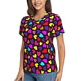 thumbnail image 2 of Honeii Colorful Hearts Print Women's Classic V-Neck T-Shirt,Womens Fashion Tops,Stylish Everyday Top for Women, Casual Summer Spring Outfits Clothes-Large, 2 of 5