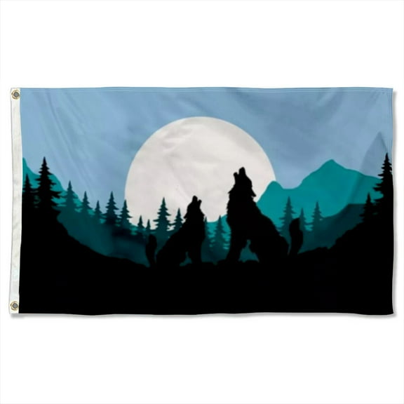 WOLF SILHOUETTE Flags Polyester 3x5 FT banner