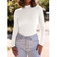 thumbnail image 4 of Remera PRETTYGARDEN para Mujer Cuello Alto Ajustada de Canalé Blanca Talle M, 4 of 8