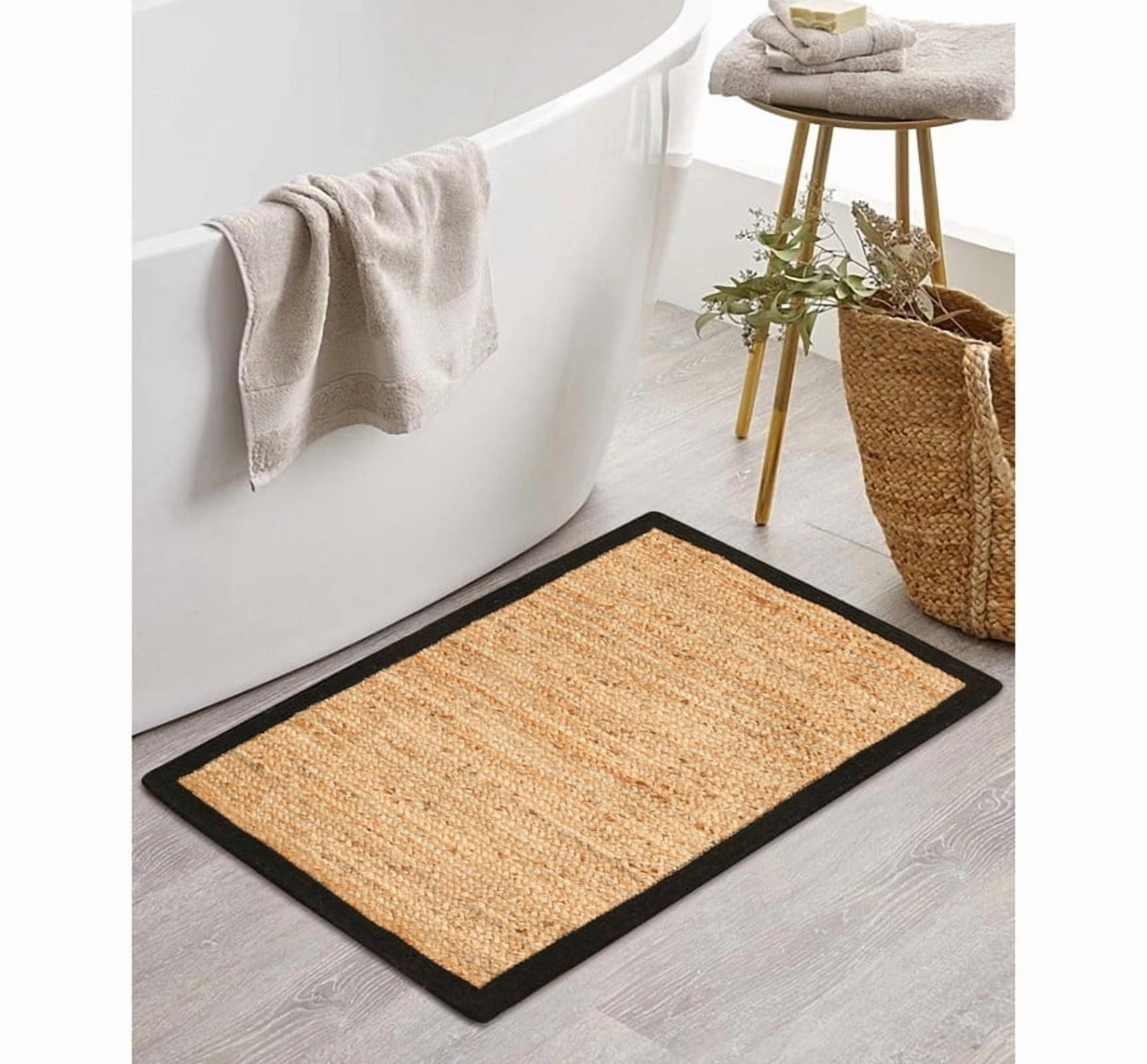 Handwoven Jute Braided Area Rug Rectangular Rustic Reversible Carpet for Living Room Bedroom_2'X5'