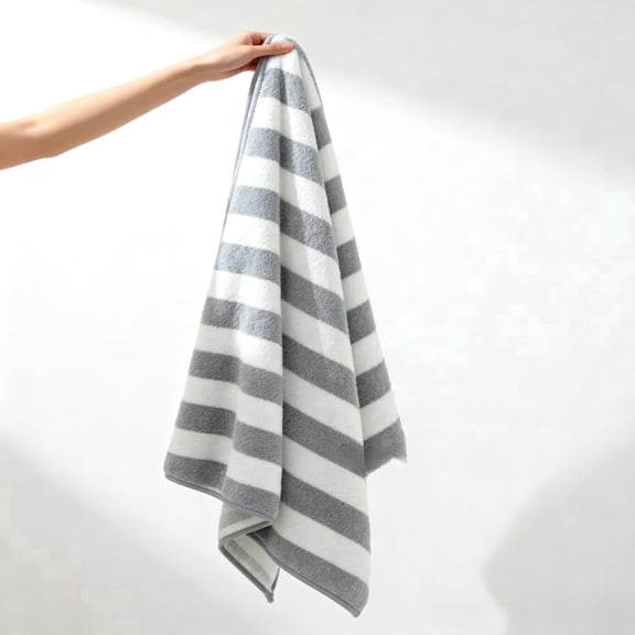 Classic Beach Towel Oversized - Striped Cotton Bath Towel Large, Luxury Thick Hotel Pool Towel for Adults, Super Absorbent Quick Dry