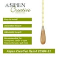 thumbnail image 3 of Aspen Creative 20504-11, 12" Chain Natural Finish Wooden Knob Pull Chain with Polished Brass Accents, 3 of 8