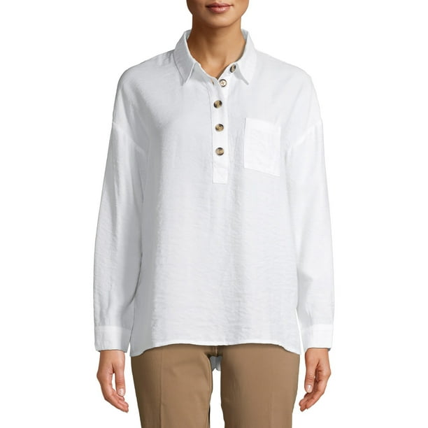 Time and Tru - Time and Tru Women's Button Front Tunic - Walmart.com - Walmart.com