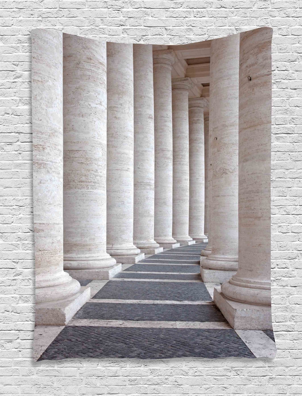 Pillar Tapestry, Ancient Theme Roman Columns Stone Pillars Old
