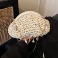 thumbnail image 3 of Yucurem Retro Straw Woven Dumpling Bag with Seashell Chain, Bohemian Beach Handbag for Summer Wedding Party Supplies (Beige), 3 of 9