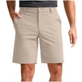 thumbnail image 3 of Vibrex Men's Shorts Elastic Waist Straight Buttons Zipper Solid Color Cargo Shorts Loose Comfort Summer Casual Work Shorts with Pockets, Gifts for Men,Khaki_XL, 3 of 7