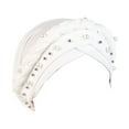 thumbnail image 2 of Herrnalise Women Beading India Hat Muslim Ruffle Chemo Beanie Turban Wrap Cap, 2 of 2