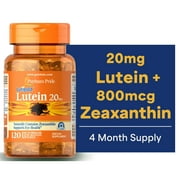 Puritans Pride Lutein 20 mg with Zeaxanthin Softgels, 120 Count