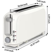 2-Slice Slim Toaster, 6 Shade Settings with Cancel, Reheat & Defrost, 10 Long Slot, Auto Shut off, Removable Crumb Tray, White