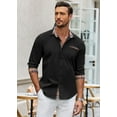 thumbnail image 5 of Coshow Men's Long Sleeve Casual Dress Shirt Button Down Plaid Collar Shirts, 5 of 6