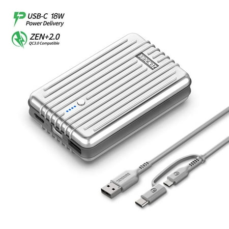 New Zendure A3PD Power Bank 10000mah, (Durable) (18W PD & QC 3.0) USB-C External Battery Charger with Dual USB Output (3A), Compact Portable Charger for iPhone, iPad, Nintendo Switch, Samsung -