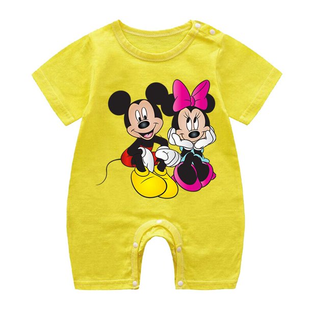 Mamelucos de verano para bebés, pijamas con estampado de dibujos animados de Mickey y Minnie para niños, mono para niñas, ropa para bebés, ropa infantil, Pijamas para niños pequeños Outfit18M Gao Jinjia LED