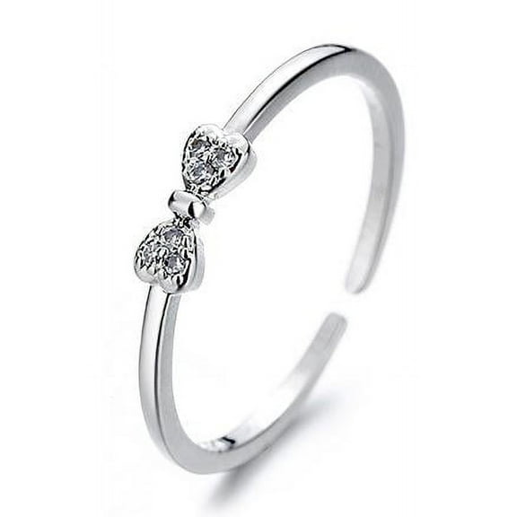 APIPEE Women 925 Sterling Silver Butterfly Bow Tie Heart Cubic Zirconia Thumb Ring Stress Anxiety Rings Women's Jewelry Lady Birthday Mother's Day Gifts