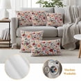 thumbnail image 5 of Pink Flowers Outdoor Pillow Covers 20x12 Set of 2,Waterproof Patio Throw Pillowcase Protectors,Spring Farmhouse Floral Leaves Vintage Lumbar Decorative Pillow Shams Cushion Covers for Seat Bed Couch, 5 of 8