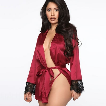 

Winter Coats for Women Jean Jacket Women Women Blet Lace Home Pajamas Plain Color Coats Long Coat Sexy Lingerie Black Cardigan for Women on Sale Clearance Bomber Jacket Women Wine L