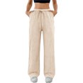 thumbnail image 2 of JUUNthy Wide Leg Pants for Womens, Drawstring Loose Fit Lightweight Casual Lounge Trousers with Pockets Brown S, 2 of 15