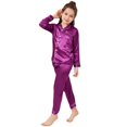 thumbnail image 1 of Pijamas de satén para niños y niñas, ropa de dormir de manga larga con botones, L313, venta al por mayor, 1 of 4