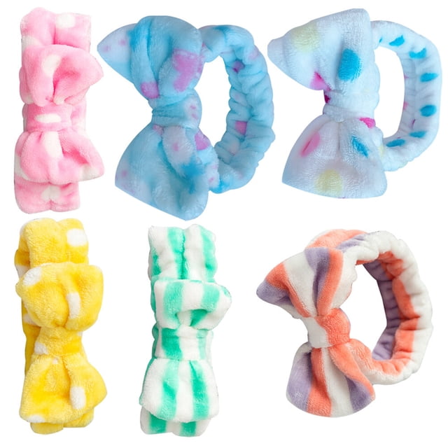 WRISTBIQUE 6Pcs Assorted Color Makeup Hair Bands Durable Elastic Head Wraps for Home and Workout Use