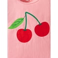 thumbnail image 2 of Sytepopcy Girls Summer Outfit Kids Short Sleeve Cherry Pattern Shirt Shirred Layered Floral Skirt 2pc Set Birthday Party Clothes 6T/1955, 2 of 7