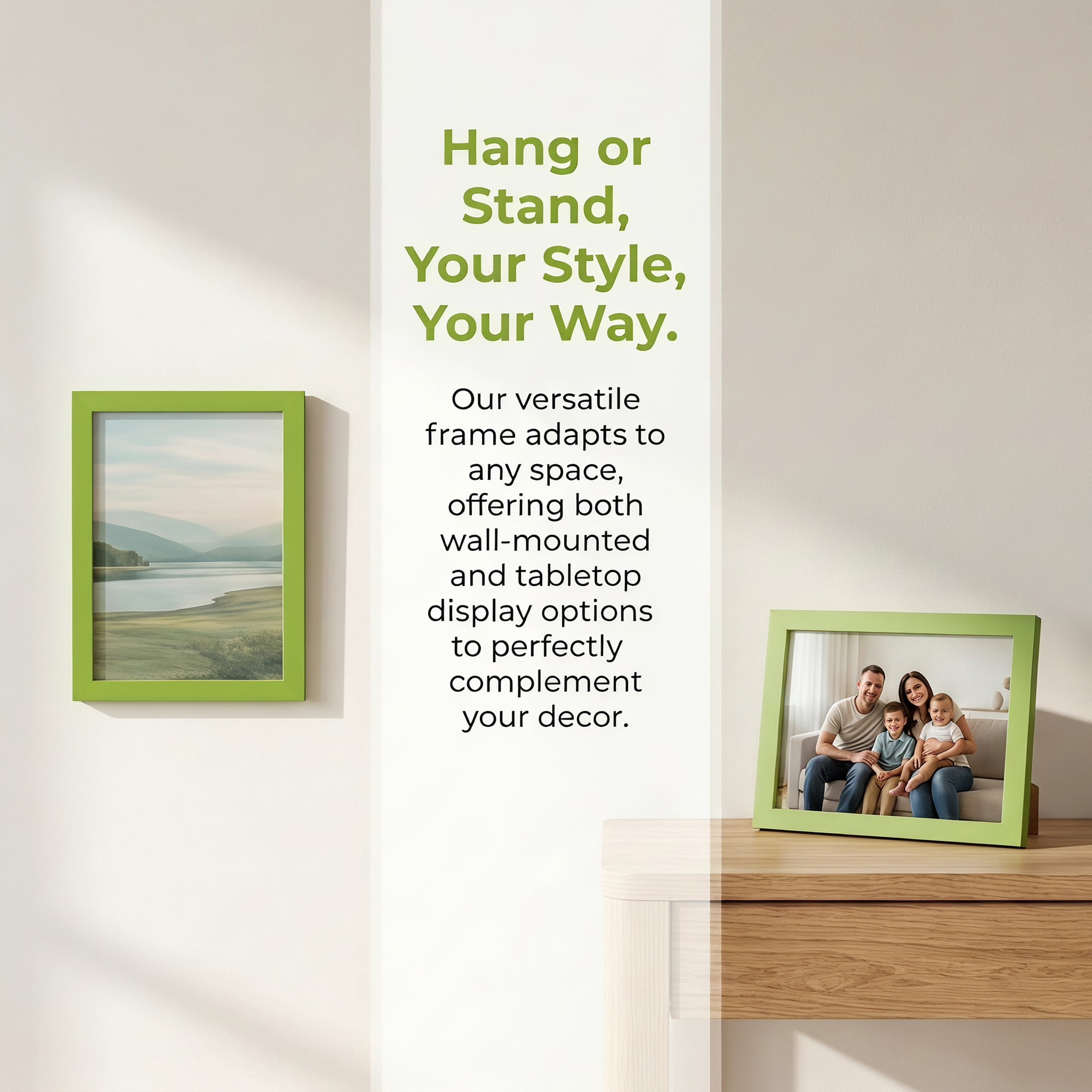 Unique Bargains Classic Wood Wall Mounting Picture Frame Green 4" x 5"
