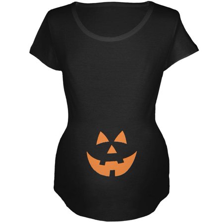 Halloween Costume Maternity T-shirt - Halloween Belly Jack-O-Lantern White Glow Women's Maternity Costume T-Shirt