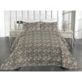 thumbnail image 2 of Ambesonne Skull Print Quilted Bedspread Set 3 Pcs, Summer Season Ice Cream, Twin, Teal Pink Orange, 2 of 4