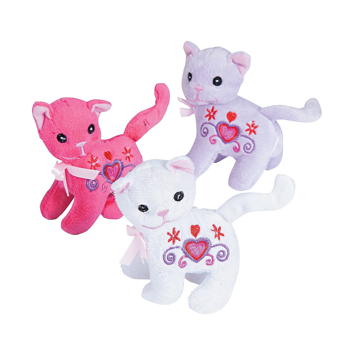 Fun Express - Plush Valentine Cats for Valentine's Day - Toys - Plush - Stuffed Dog & Cat