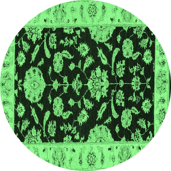 Ahgly Company Indoor Round Persian Emerald Green Traditional Area Rugs, 6' Round