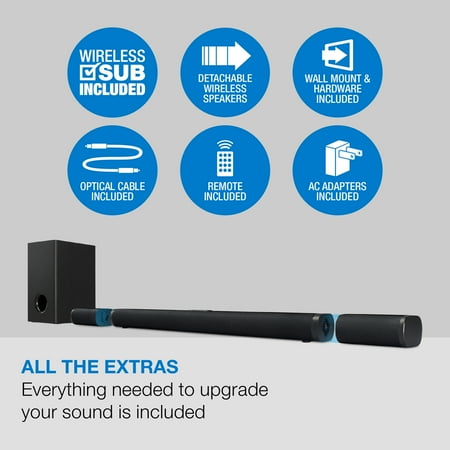 iLive 45-inch Bluetooth Soundbar with Wireless Subwoofer and Satellite Speakers - Black