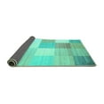 thumbnail image 2 of Ahgly Company Indoor Round Checkered Turquoise Blue Modern Area Rugs, 4' Round, 2 of 4