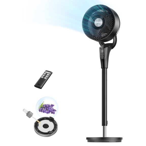 DREO Fan for Bedroom, 90 ft Powerful Airflow, 20 dB Ultra Quiet, 90° Oscillating Standing Fan, Whole Room Cooling, DC Motor, 8 Speeds, 3 Modes, 38-42" Height, 8H Timer, 105° Tilt