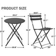 thumbnail image 7 of Outdoor Furniture Patio Set Bistro Table Set 3 piece Patio Set Steel Patio Bistro Set Small Patio Table And Chairs Folding Bistro Set For Lawn Balcony Backyard Yard Bistro Apartment Black, 7 of 7