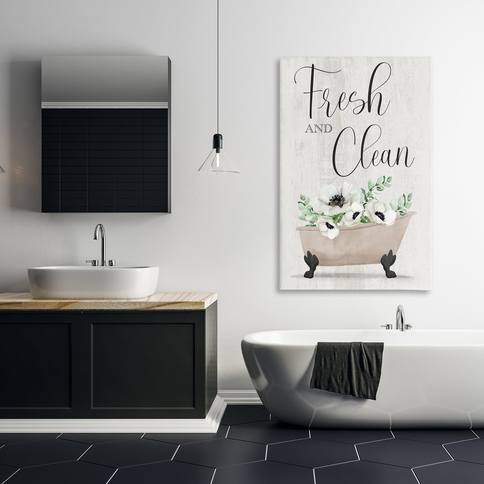 Stupell Industries Fresh & Clean Poppy Tub Bath & Laundry Painting Wrapped Canvas Art Print Wall Art, 30 x 45