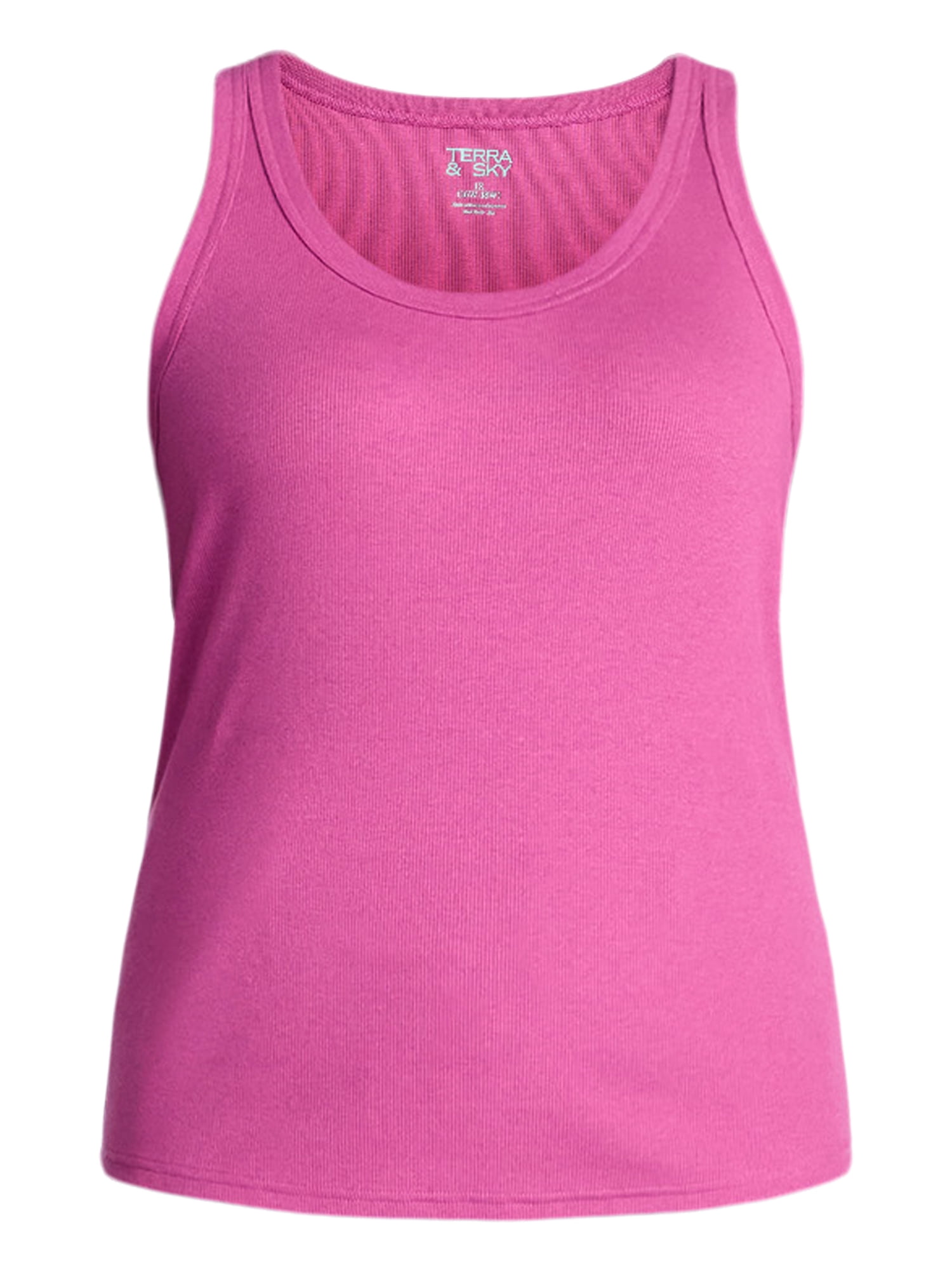 Terra & Sky Women's Plus Sleeveless Ribbed Scoop Neck Tank Top, Sizes 0X-5X