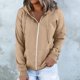 thumbnail image 2 of Gibobby Sudadera de Manga Larga Womens Daily Long Casual Down For Womens Pocket Sudaderas con capucha Pullover Manga Botón V Sudaderas con cordón Cuello Sudaderas de mujer moda （Caqui， S), 2 of 5