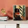 thumbnail image 3 of Nawypu African American Black Women Reading Book Framed Canvas Wall Art Poster Painting Wall Decor, Black Girl Print Picture Artwork Ready to Hang for Home Restroom Wall Decoration, 3 of 4