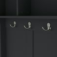 thumbnail image 6 of 77 Inch Hall Tree With Bench And 6 Hooks For Entryway Organization, Mudroom Storage Cabinet With 7 Shoe Cubbies And Overhead Shelf, Black, 6 of 7