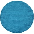 thumbnail image 1 of Unique Loom Solo Solid Shag Collection Area Modern Plush Rug Lush & Soft, 8' 0 x 8' 0 Round, Turquoise, 1 of 5
