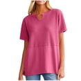 thumbnail image 5 of ATENAR T Shirts for Women Casual V Neck Womens Shirts Solid Color Tee Hot Pink M, 5 of 9