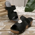 thumbnail image 5 of LOVZFMLL Chunky Wedge Sandals for Women Slip On Cork Clogs Casual Summer Outdoor Walking Travel Slides Sandals Beach Vacation Slippers Black 5.5, 5 of 9