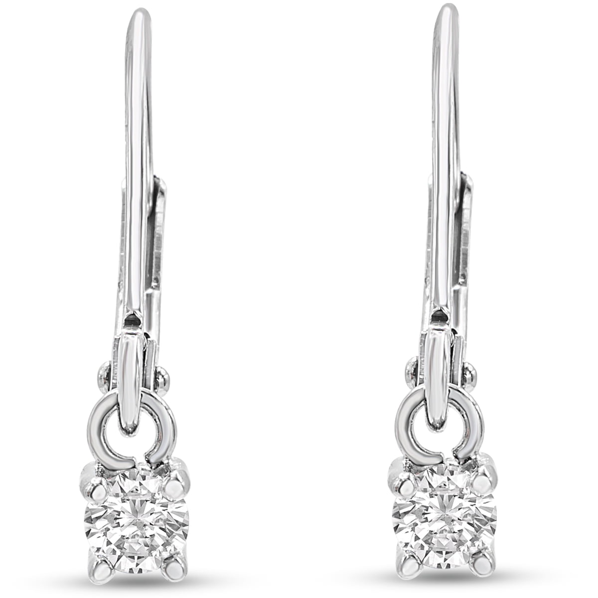 SuperJeweler 1/5 Carat Diamond Leverback Earrings In Sterling Silver, 1/2 Inch For Women