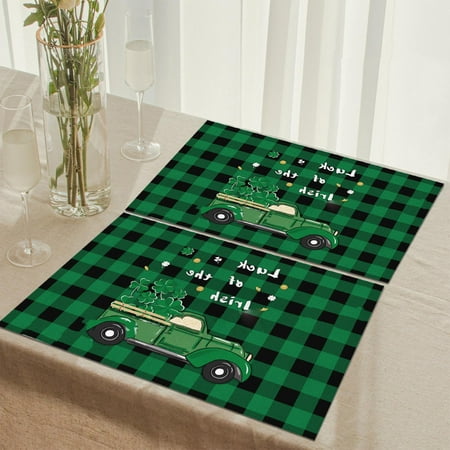 

St Patricks s Day Placemats Scandinavians Irish Day Plaid Decorative Placemats Insulated Tablecloths