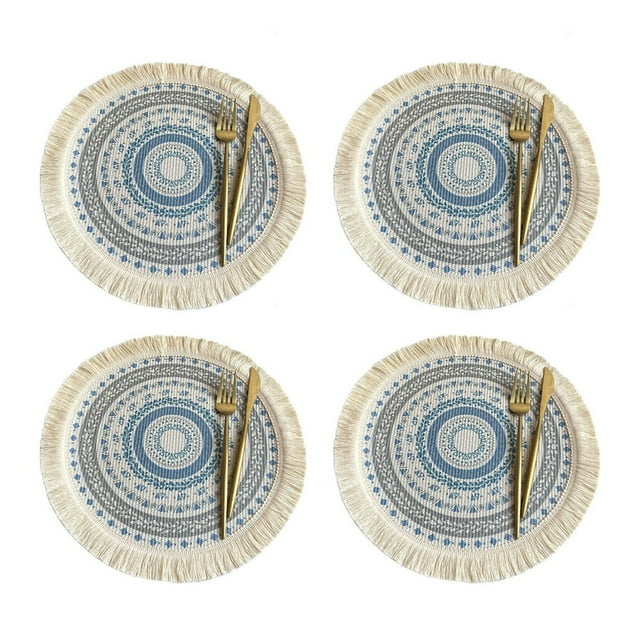 Set de 4 Sets de Table en Tissu avec Napperon en Coton et Lin pour Gobelet