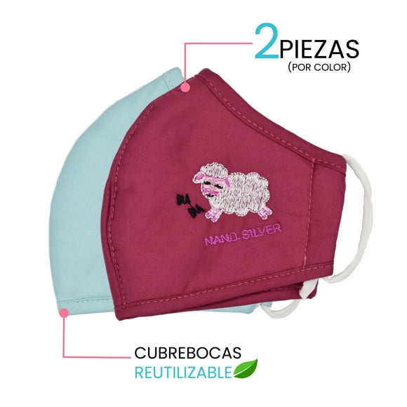 Cubrebocas Infantil Reutilizable Nano Silver 3 capas 9x9 cm