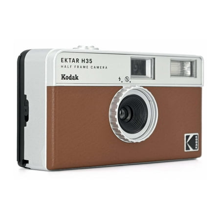 KODAK (コダック) フィルムカメラ インスタントカメラ EKTAR H35 ブラウン シンプル フラッシュ内蔵 屋外 室内 単4電池電源 簡単 Kodak エクター エイチ35 茶色