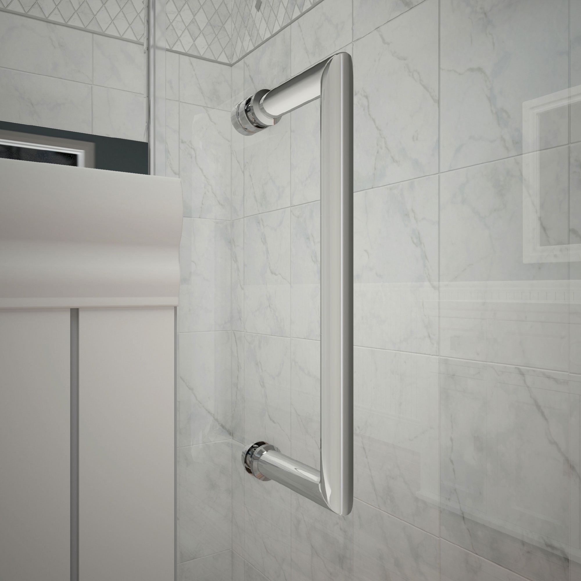DreamLine Mirage-X 55 - 59 inch W x 71 inch H Frameless Sliding Shower Door in Chrome; Left Wall Installation