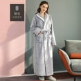 thumbnail image 3 of Lu's Chic Women's Plush Long Robe Soft Fuzzy Fleece Long Sleeve Bathrobe Fluffy Maxi Loungewear Cozy Winter Thick Thermal Warm Lounge Bath SPA Shawl Collar Dressing Gown Grey Large, 3 of 3