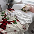 thumbnail image 3 of Christmas Deer Throw Flannel Blanket 50x80In Snowflake Cardinal Berry Leaf Plaid Linen Super Soft Cozy Bed Blanket, Lightweight Plush Fuzzy Bed Throw for Bedroom Sofa Couch Living Room, 3 of 4