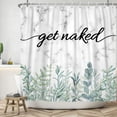 thumbnail image 3 of Funny Get Naked Shower Curtain Marble Design Watercolor Green Eucalyptus Leaves Shower Curtain Cute Grey and White Bathroom Decor with 12 Hooks, 72x72 Inch, 3 of 6